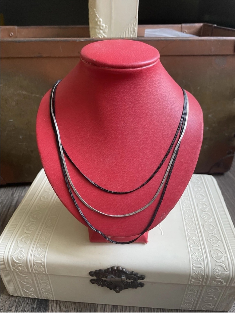 Vintage Korea Silver Black Necklace